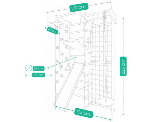 Дитячий ігровий майданчик Malpiszon Mistrz Max 225 х 165 см зі скеледромом