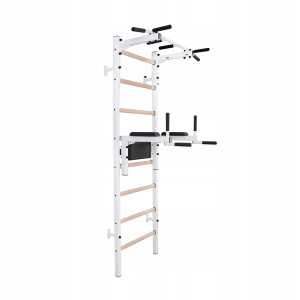 Шведська стінка BenchK 222W 230 х 67 см з турніком та брусами, біла
