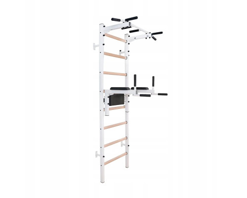 Шведська стінка BenchK 222W 230 х 67 см з турніком та брусами, біла
