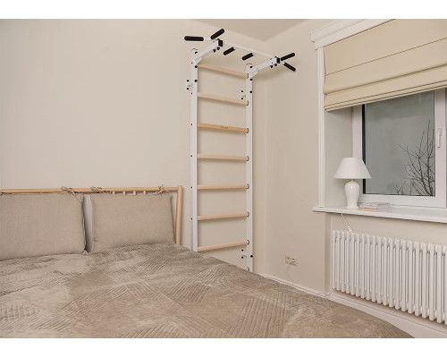 Шведська стінка BenchK 221W 230 х 67 см з турніком, біла