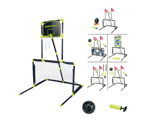 Дитячий ігровий набір 6 в 1 inSPORTline SCS530, 135 x 92,5 x 96 см - чорно-зелений