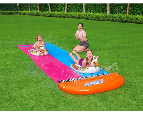 Гірка водна подвійна Bestway 52320 488 см, рожево-блакитна