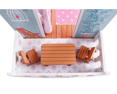 Ляльковий будиночок дерев'яний рожевий для дітей 3+ аксесуари меблі + 3 поверхи