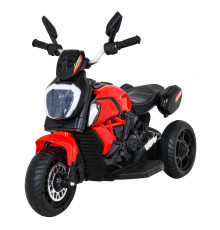 Дитячий акумуляторний мотоцикл Fast Tourist, Червоний + Аудіо + Фари + Екошкіра