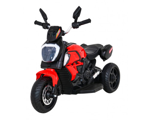 Дитячий акумуляторний мотоцикл Fast Tourist, Червоний + Аудіо + Фари + Екошкіра