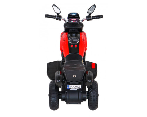 Дитячий акумуляторний мотоцикл Fast Tourist, Червоний + Аудіо + Фари + Екошкіра