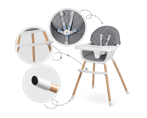Стільчик для годування Nukido Lilo 63 х 64 х 93 см - сіро-білий