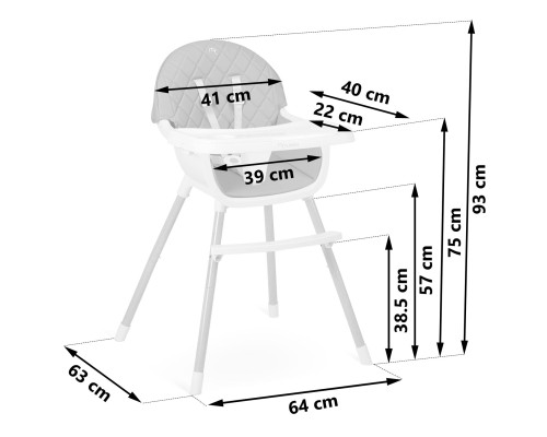 Стільчик для годування Nukido Lilo 63 х 64 х 93 см - сіро-білий