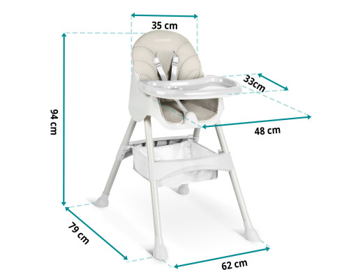 Стільчик для годування зі столиком Ricokids Milo 79 х 62 х 94 см - бежево-білий