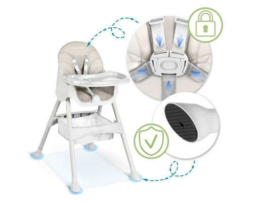 Стільчик для годування зі столиком Ricokids Milo 79 х 62 х 94 см - бежево-білий