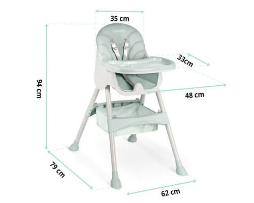 Стільчик для годування зі столиком Ricokids Milo 79 х 62 х 94 см - зелено-білий Стільчик для годування зі столиком Ricokids Milo 79 х 62 х 94 см - зелено-білий