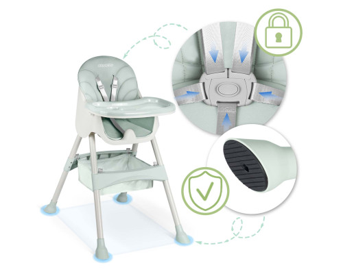 Стільчик для годування зі столиком Ricokids Milo 79 х 62 х 94 см - зелено-білий Стільчик для годування зі столиком Ricokids Milo 79 х 62 х 94 см - зелено-білий