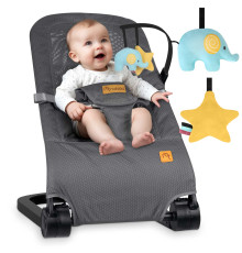 Крісло-гойдалка для немовлят Nukido з іграшками, 72 х 45,5 х 41-62 см - сіра