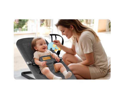 Крісло-гойдалка для немовлят Nukido з іграшками, 72 х 45,5 х 41-62 см - сіра