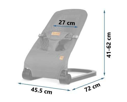 Крісло-гойдалка для немовлят Nukido з іграшками, 72 х 45,5 х 41-62 см - сіра