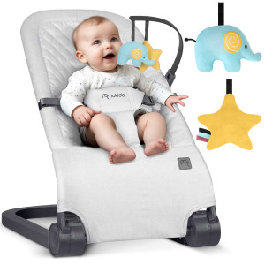 Крісло-гойдалка для немовлят Nukido з іграшками, 72 х 45,5 х 41-62 см - світло-сіра