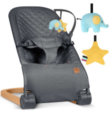 Крісло-гойдалка для немовлят Nukido, 72 х 45,5 х 41-62 см - темно-сіра