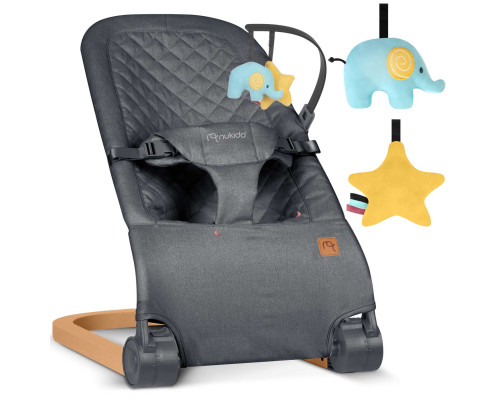 Крісло-гойдалка для немовлят Nukido, 72 х 45,5 х 41-62 см - темно-сіра