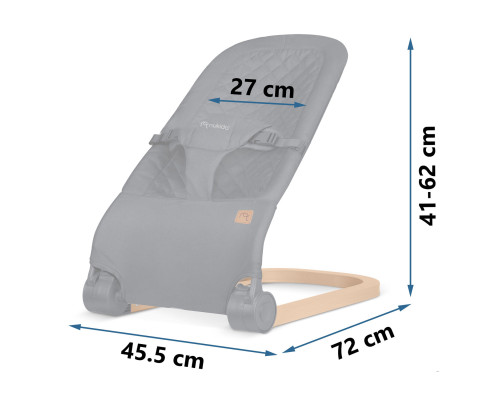 Крісло-гойдалка для немовлят Nukido, 72 х 45,5 х 41-62 см - темно-сіра