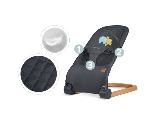 Крісло-гойдалка для немовлят Nukido, 72 х 45,5 х 41-62 см - темно-сіра