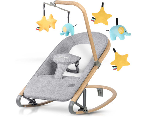 Крісло-гойдалка для немовлят Nukido 2в1 з іграшками, 74 х 40,5 х 47 см - сіра