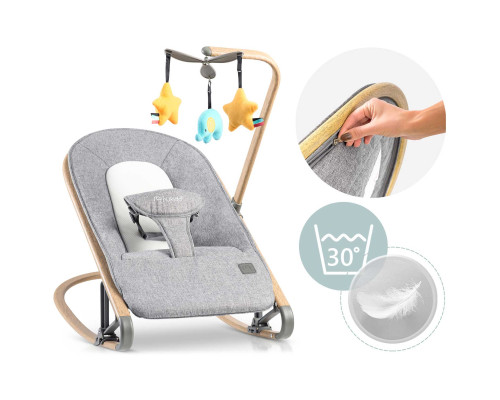 Крісло-гойдалка для немовлят Nukido 2в1 з іграшками, 74 х 40,5 х 47 см - сіра