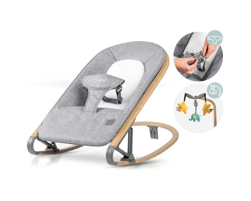 Крісло-гойдалка для немовлят Nukido 2в1 з іграшками, 74 х 40,5 х 47 см - сіра