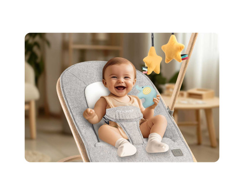 Крісло-гойдалка для немовлят Nukido 2в1 з іграшками, 74 х 40,5 х 47 см - сіра