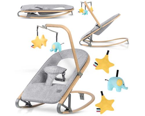 Крісло-гойдалка для немовлят Nukido 2в1 з іграшками, 74 х 40,5 х 47 см - сіра