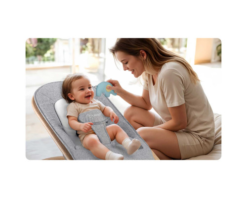Крісло-гойдалка для немовлят Nukido 2в1 з іграшками, 74 х 40,5 х 47 см - сіра