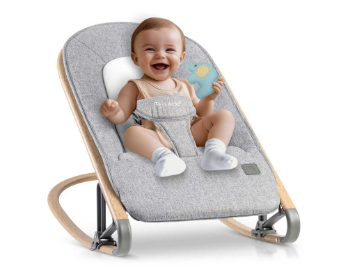 Крісло-гойдалка для немовлят Nukido 2в1 з іграшками, 74 х 40,5 х 47 см - сіра