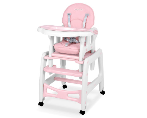 Стільчик для годування 5-в-1 Ricokids Sinco 57,5 х 104 см - рожево-білий