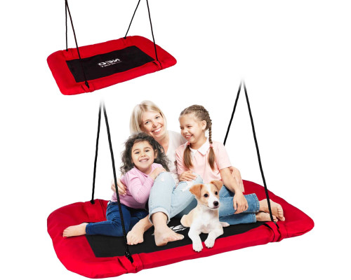 Гойдалка з гніздом лелеки прямокутна Swingo2, 110 x 70 см - червоно-чорна