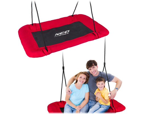 Гойдалка з гніздом лелеки прямокутна Swingo2, 110 x 70 см - червоно-чорна