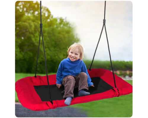 Гойдалка з гніздом лелеки прямокутна Swingo2, 110 x 70 см - червоно-чорна