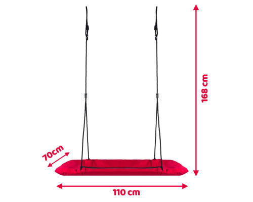 Гойдалка з гніздом лелеки прямокутна Swingo2, 110 x 70 см - червоно-чорна