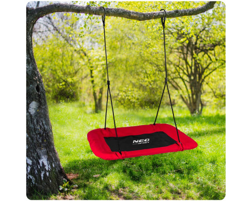 Гойдалка з гніздом лелеки прямокутна Swingo2, 110 x 70 см - червоно-чорна