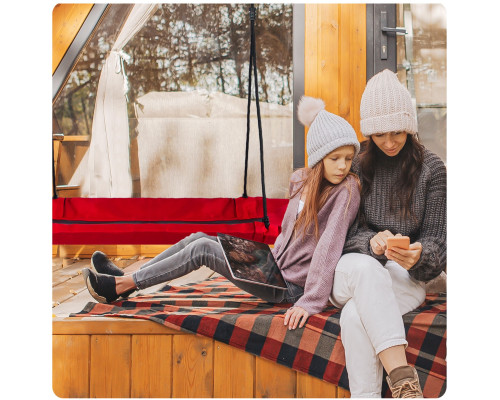 Гойдалка з гніздом лелеки прямокутна Swingo2, 110 x 70 см - червоно-чорна