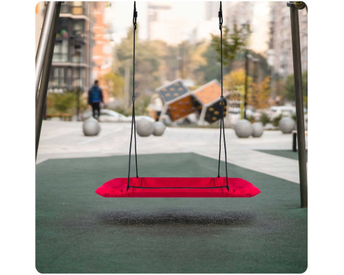 Гойдалка з гніздом лелеки прямокутна Swingo2, 110 x 70 см - червоно-чорна