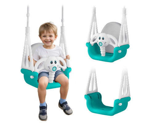 Гойдалка 3-в-1 Слоник Ricokids, 130 х 162 см - бірюзово-біла
