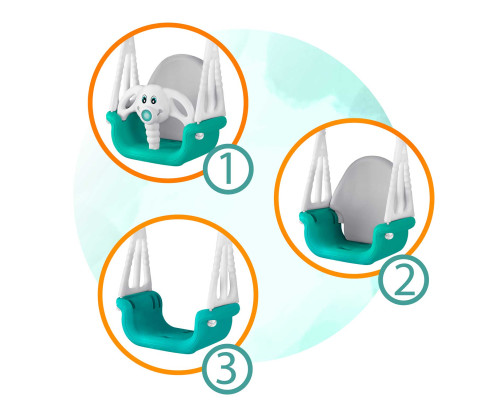 Гойдалка 3-в-1 Слоник Ricokids, 130 х 162 см - бірюзово-біла