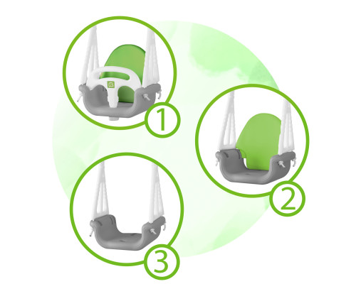 Гойдалка одномісна 3-в-1 Ricokids 130 х 162 см - сіро-зелена