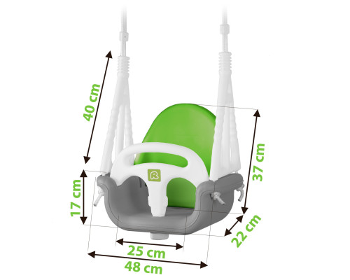 Гойдалка одномісна 3-в-1 Ricokids 130 х 162 см - сіро-зелена