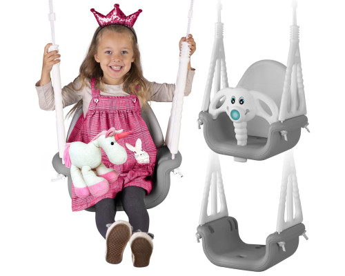 Гойдалка 3-в-1 Слоник Ricokids, 130 х 162 см - сіро-біла