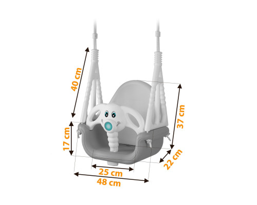 Гойдалка 3-в-1 Слоник Ricokids, 130 х 162 см - сіро-біла