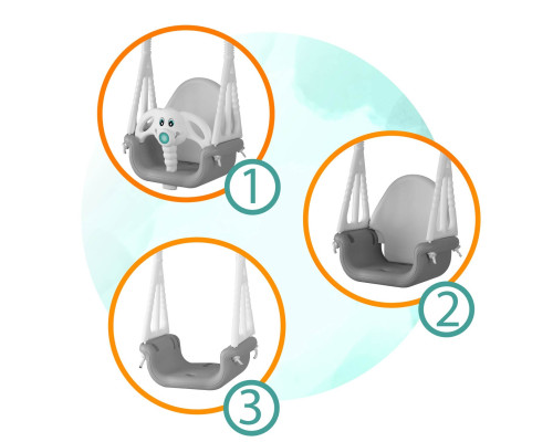 Гойдалка 3-в-1 Слоник Ricokids, 130 х 162 см - сіро-біла