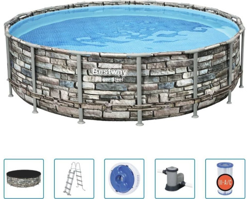 Басейн каркасний Bestway 56966 Power Steel 488 см - коричневий Басейн каркасний Bestway 56966 Power Steel 488 см - коричневий