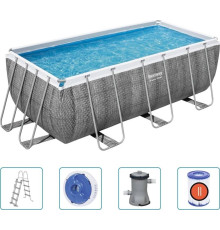 Басейн каркасний прямокутний 5в1 Bestway 56722 Power Steel 412 x 201 см - сірий