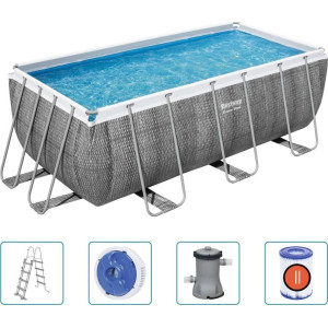 Басейн каркасний прямокутний 5в1 Bestway 56722 Power Steel 412 x 201 см - сірий