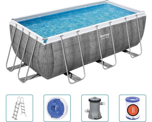 Басейн каркасний прямокутний 5в1 Bestway 56722 Power Steel 412 x 201 см - сірий Басейн каркасний прямокутний 5в1 Bestway 56722 Power Steel 412 x 201 см - сірий